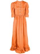 Batsheva Puff-sleeve Midi Dress - Orange