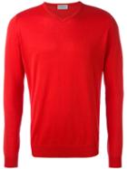 John Smedley - V-neck Jumper - Men - Cotton - M, Red, Cotton