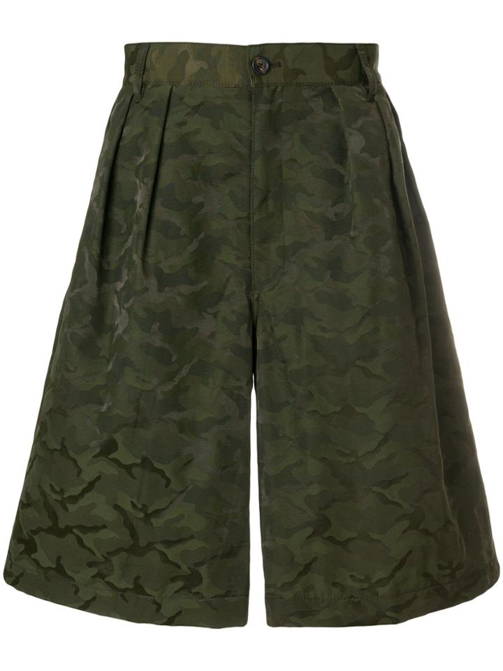 Comme Des Garçons Shirt Boys Pleated Camouflage Shorts - Green