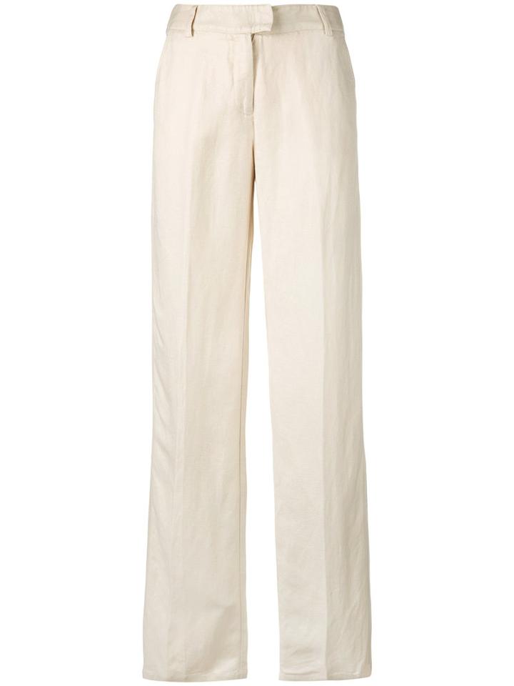 Armani Jeans - Wide Leg Trousers - Women - Linen/flax/viscose - 40, Nude/neutrals, Linen/flax/viscose