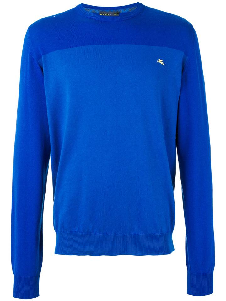 Etro - Crew Neck Jumper - Men - Cotton - Xl, Blue, Cotton