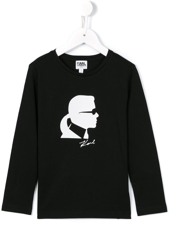Karl Lagerfeld Kids Karl's Head Print T-shirt, Toddler Girl's, Size: 4 Yrs, Black