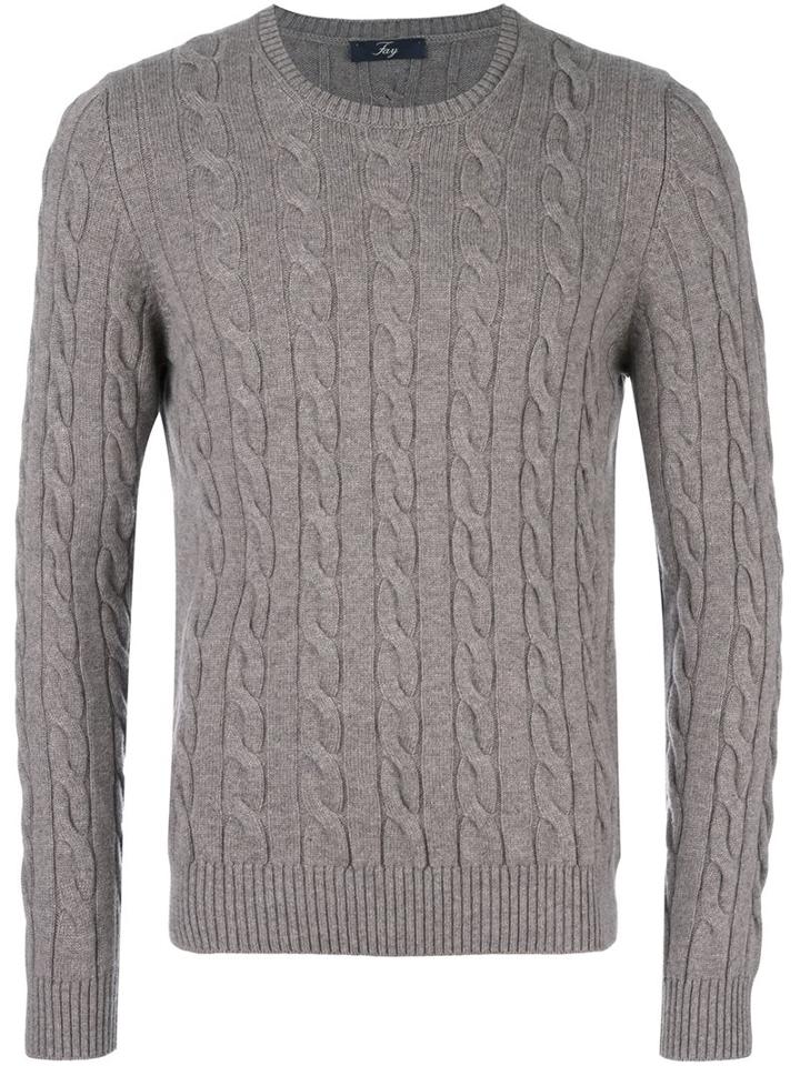 Fay Cable Knit Jumper, Men's, Size: 56, Grey, Viscose/cashmere/virgin Wool