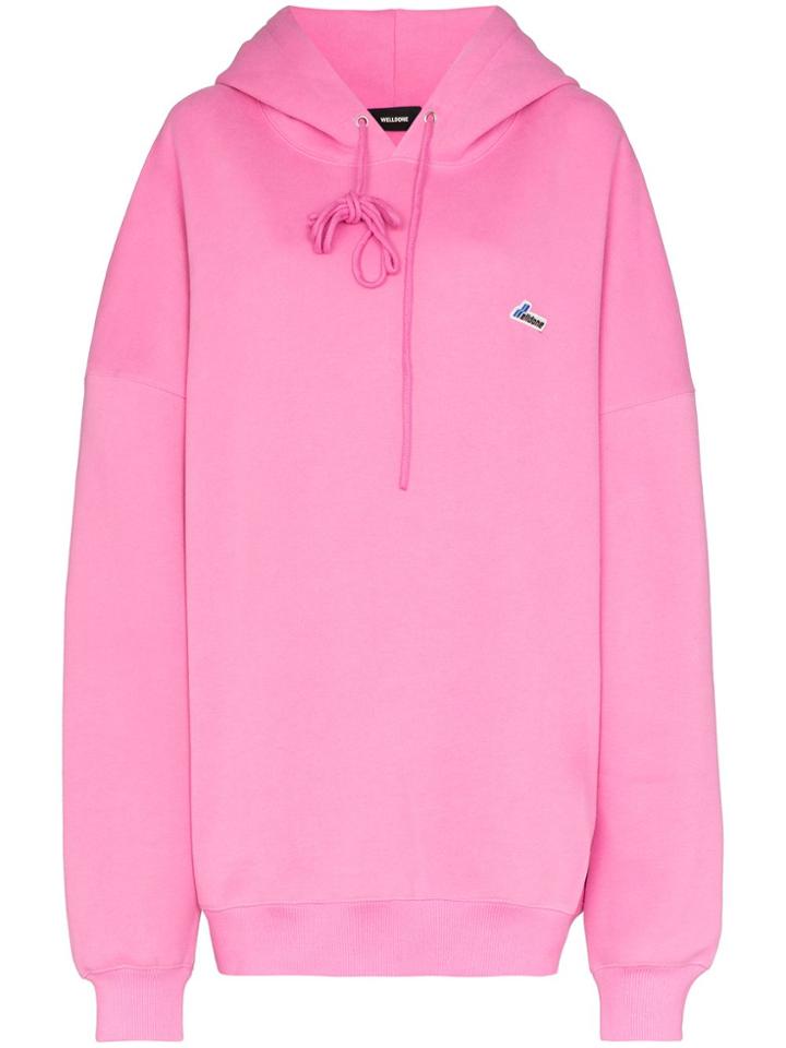 We11done Logo-appliqued Hooded Sweatshirt - Pink