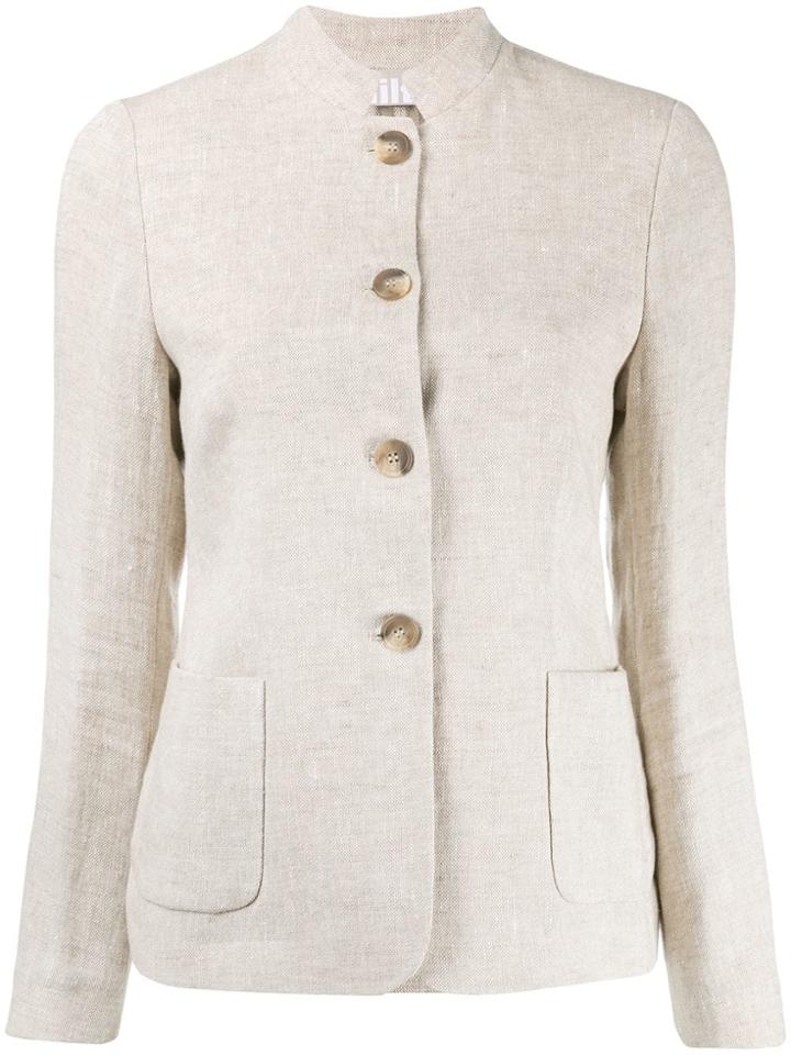 Kiltie Mandarin Collar Jacket - Neutrals