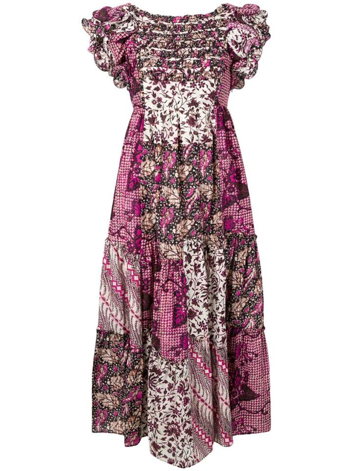 Ulla Johnson Floral Print Patchwork Dress - Pink
