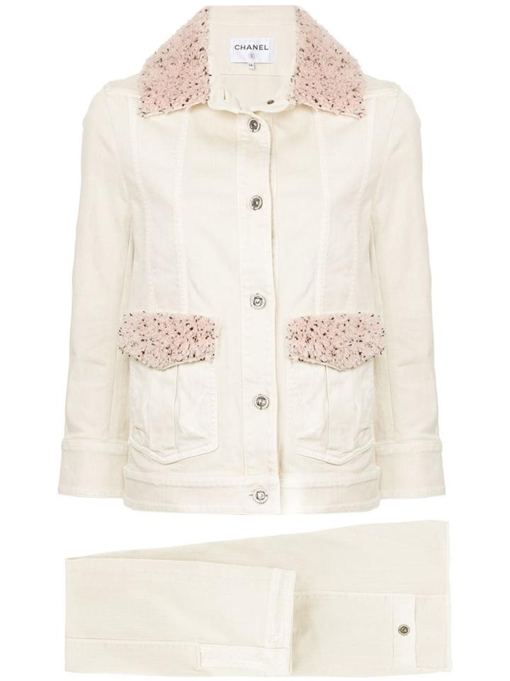 Chanel Pre-owned Cropped Trousers & Jacket Set - White