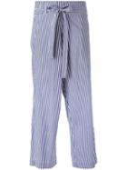 P.a.r.o.s.h. - Striped Cropped Trousers - Women - Cotton/polyamide/spandex/elastane - S, Women's, Blue, Cotton/polyamide/spandex/elastane
