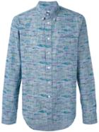 Bellerose - Fish Print Button Down Shirt - Men - Cotton - Xxl, Blue, Cotton