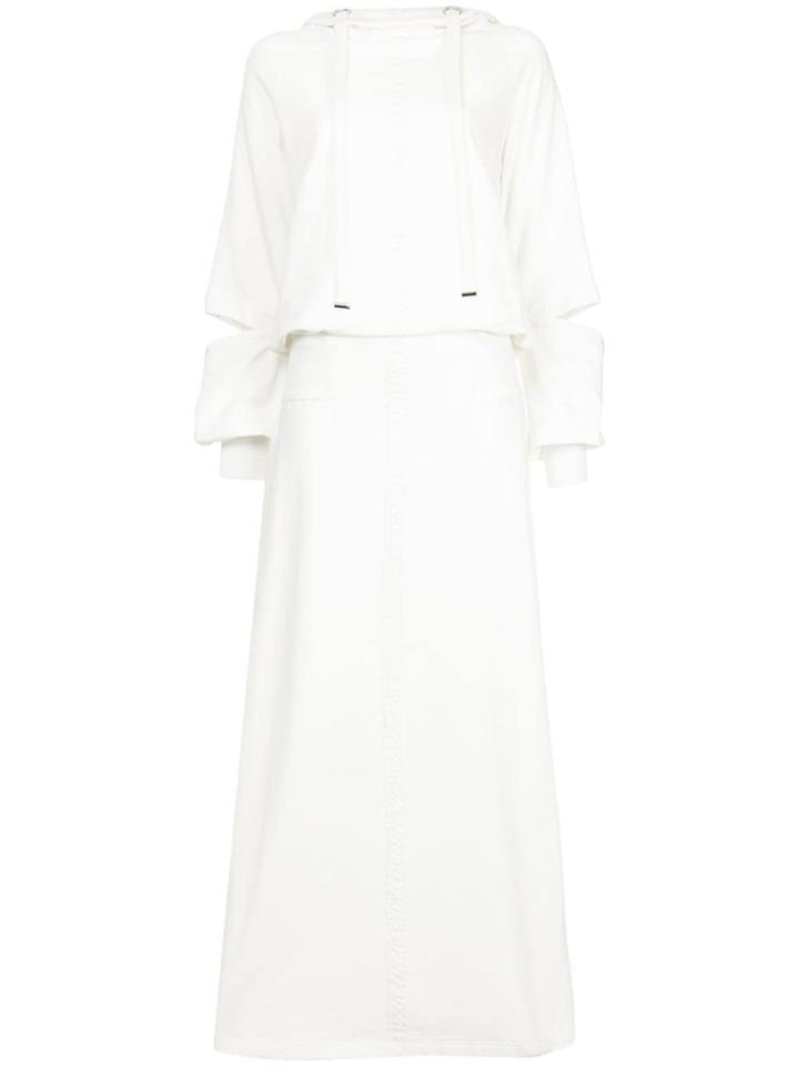 Taylor Long Hooded Sweater Dress - White