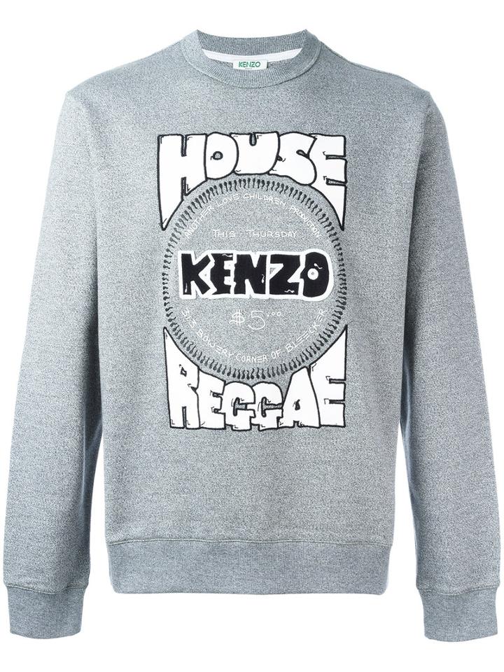 Kenzo House Reggae Print Sweatshirt, Men's, Size: Large, Grey, Cotton/spandex/elastane/polyester