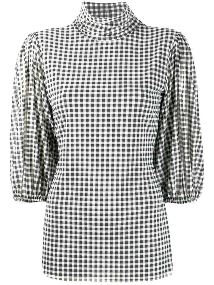 Ganni Gingham Check Blouse - Black