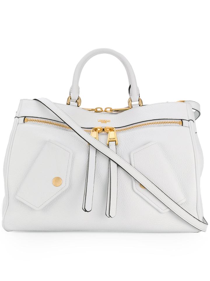 Moschino Moto Biker Shoulder Bag - White