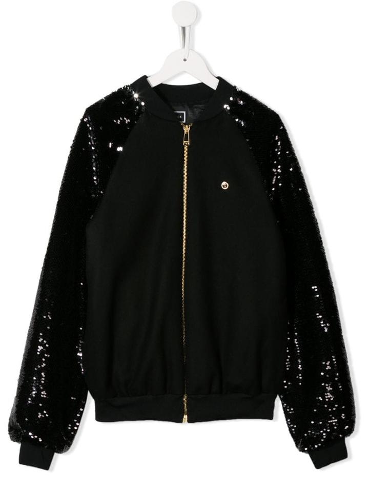 Young Versace Teen Sequinned Bomber Jacket - Black