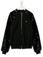 Young Versace Teen Sequinned Bomber Jacket - Black