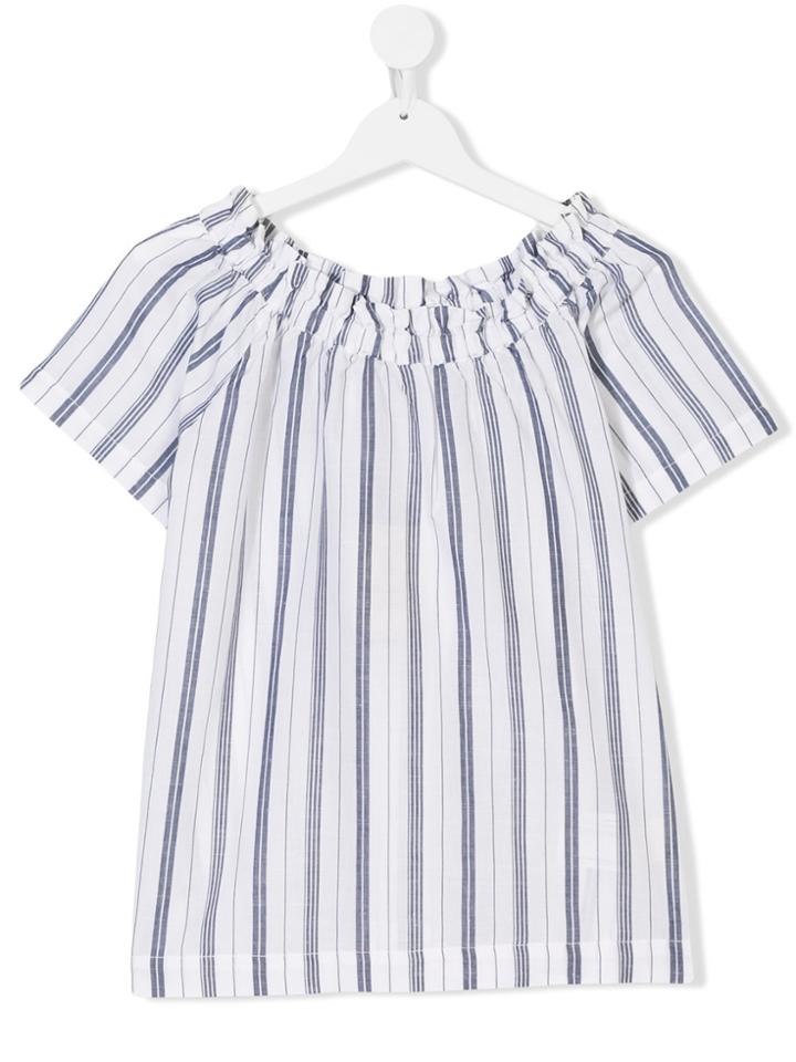 Woolrich Kids Teen Striped Off-shoulder Top - White