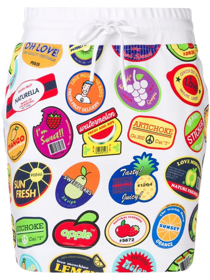Love Moschino Badge Print Mini Skirt - White