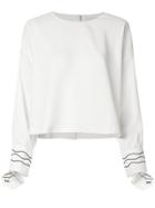 Elaidi Embroidered Cuffs Blouse - White