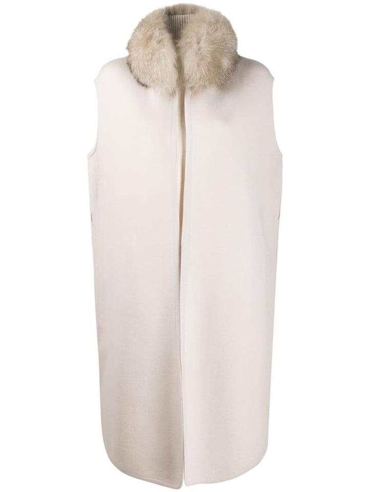 Loro Piana Fur Collar Knitted Vest - Neutrals