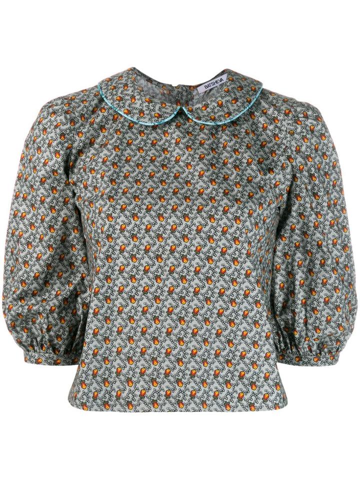 Batsheva Floral Cropped Blouse - Blue