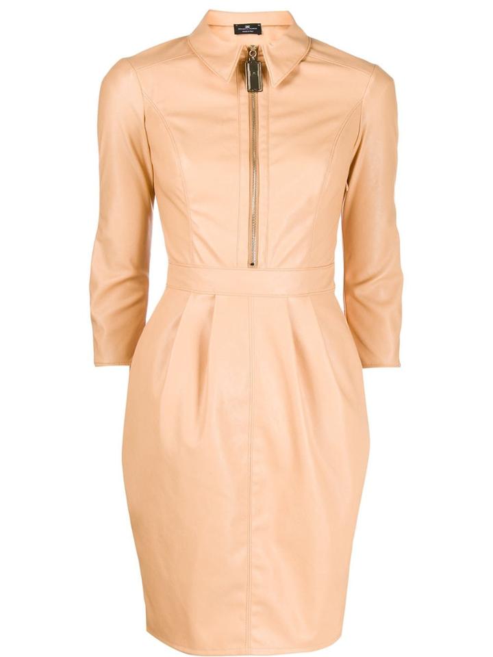 Elisabetta Franchi Faux Leather Mini Dress - Neutrals