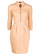 Elisabetta Franchi Faux Leather Mini Dress - Neutrals