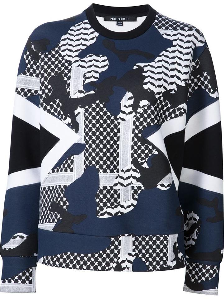 Neil Barrett Patterned Camouflage Sweatshirt, Women's, Size: Medium, Black, Cotton/rayon