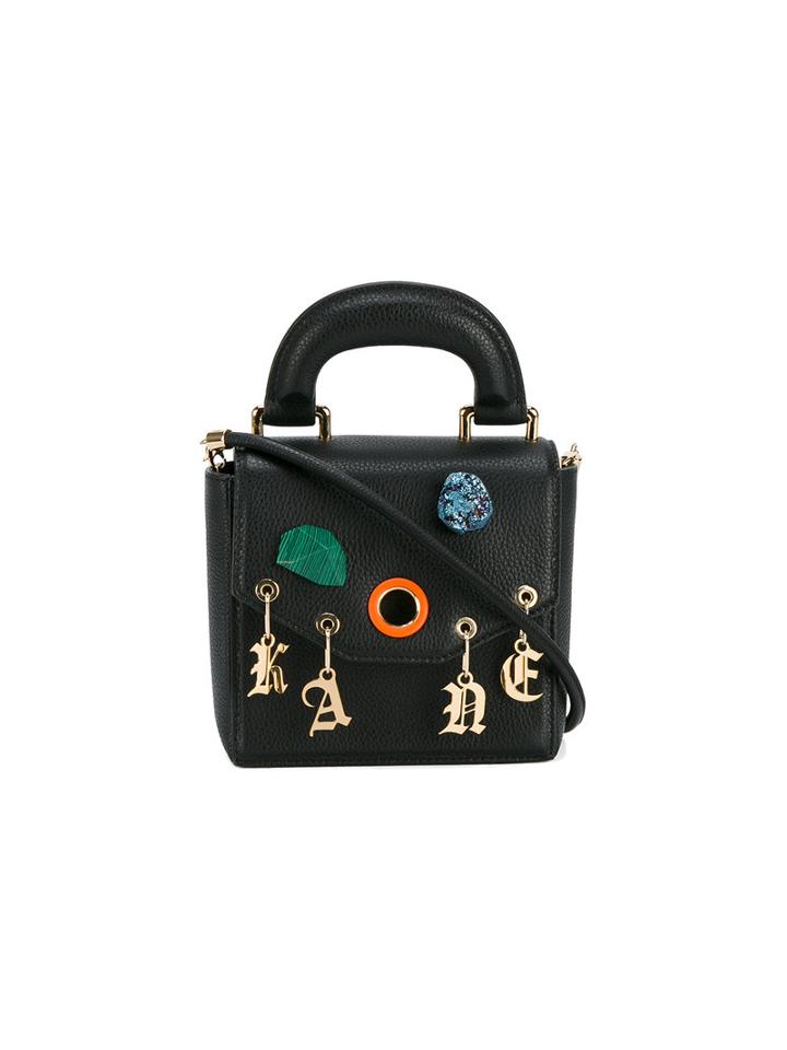 Christopher Kane Charm Embellished Cross Body Bag, Women's, Black, Leather/metal