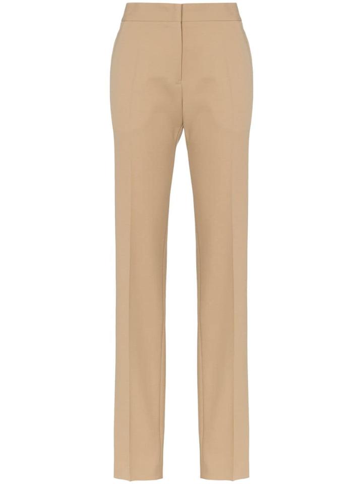 Jil Sander Mid Rise Straight Leg Centre Pleat Trousers - Neutrals