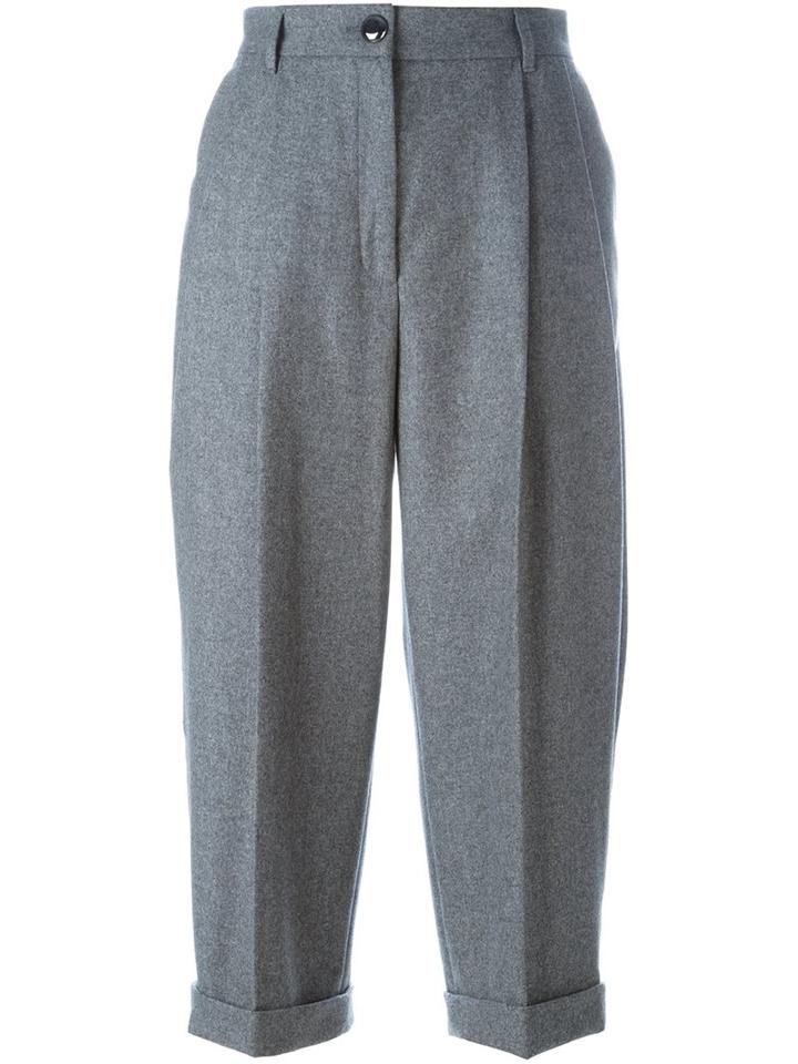 Dolce & Gabbana Pleated Cropped Trousers, Women's, Size: 42, Grey, Cashmere/virgin Wool