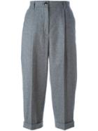 Dolce & Gabbana Pleated Cropped Trousers, Women's, Size: 42, Grey, Cashmere/virgin Wool