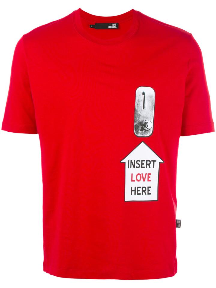 Love Moschino Insert Love T-shirt, Men's, Size: Medium, Red, Cotton