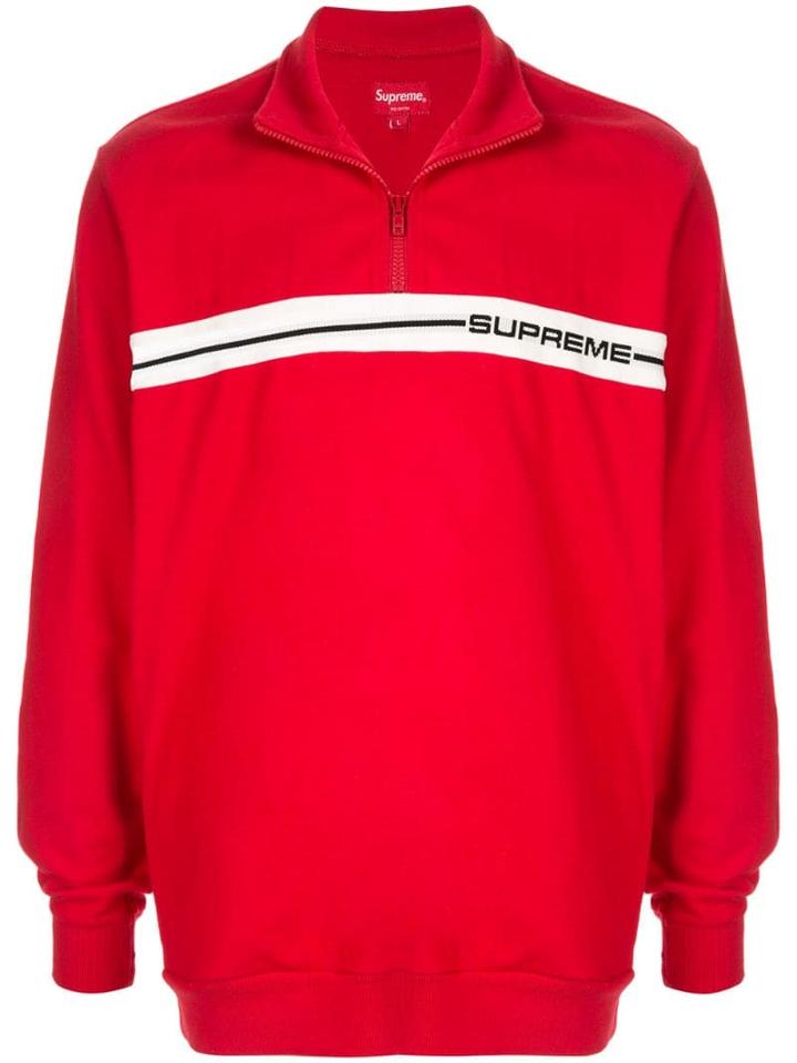 Supreme Logo Stripe Pullover - Red
