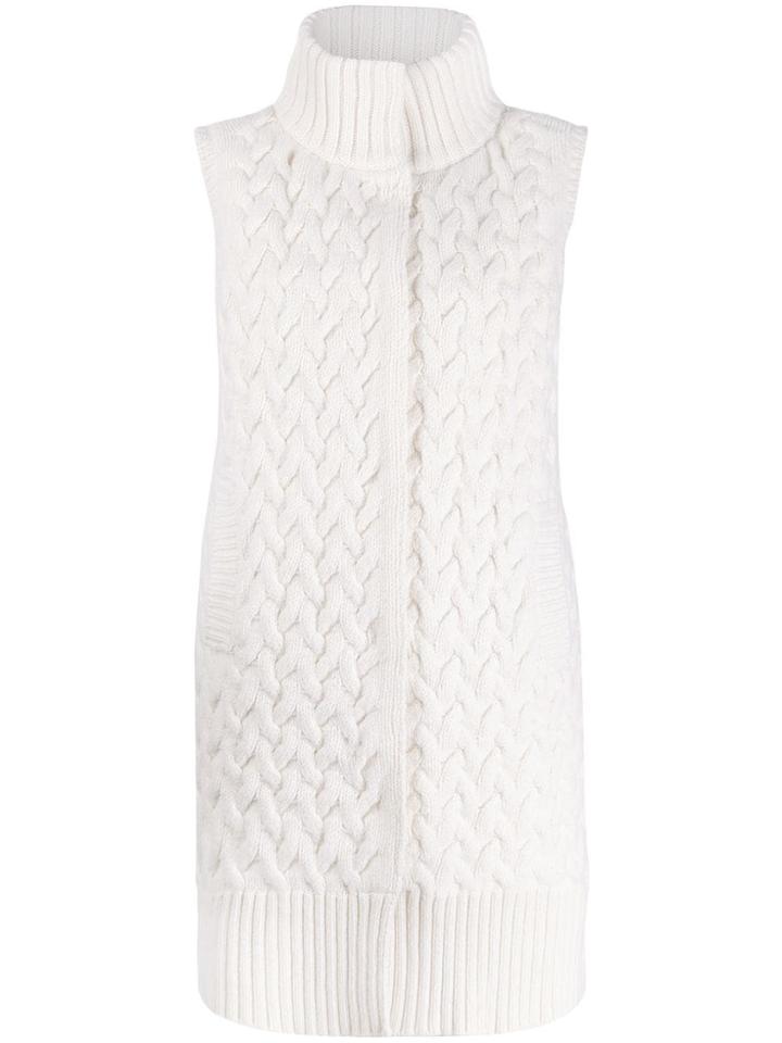 Herno Cable Knit Layered Coat - White