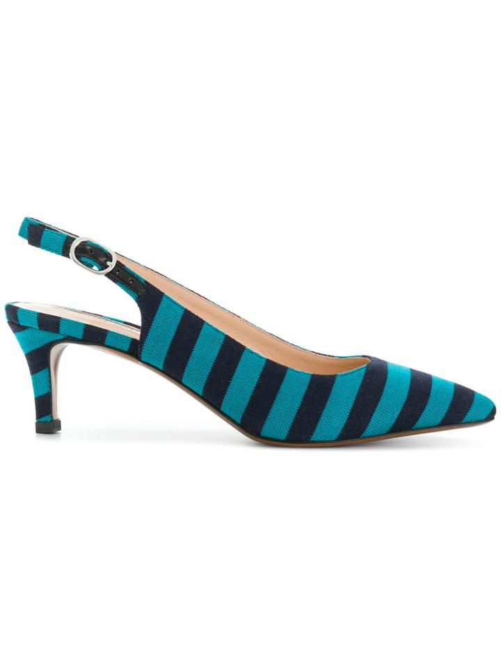 Circus Hotel Striped Slingback Pumps - Blue