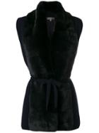 N.peal Fur Placket Cashmere Gilet - Blue