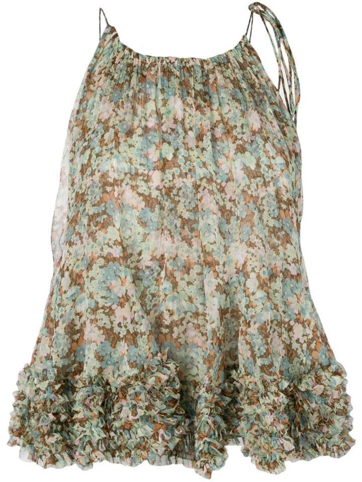 Stella Mccartney Ruffled Floral Print Top - Green