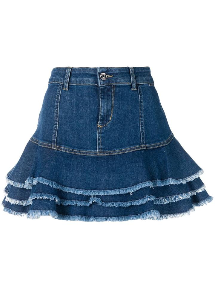 Liu Jo Ruffled Denim Skirt - Blue