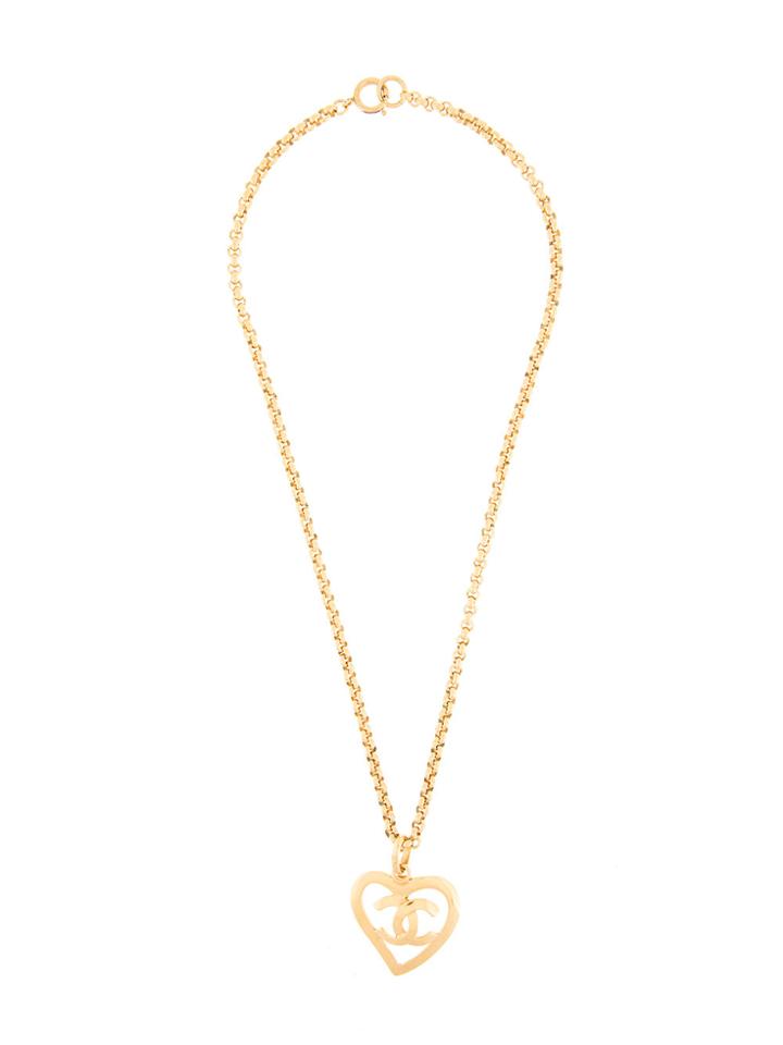 Chanel Vintage Heart Cutout Necklace - Metallic