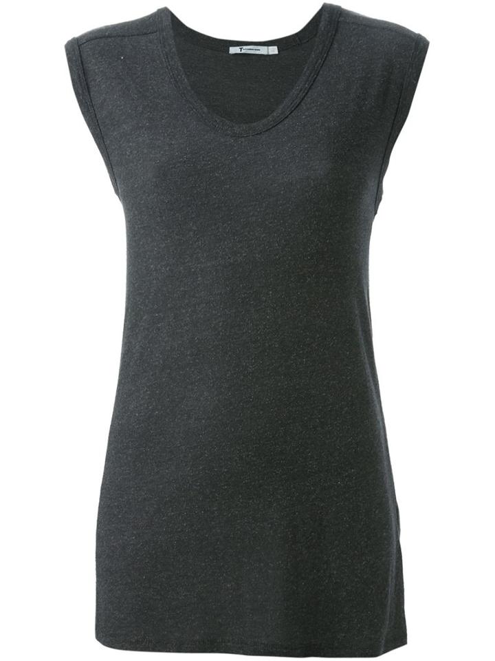 T By Alexander Wang Scoop Neck Boxy Tank Top, Women's, Size: Xs, Grey, Silk/rayon