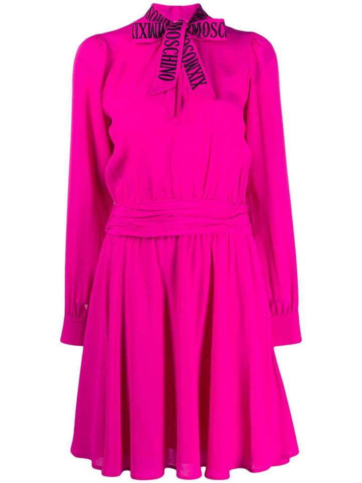 Moschino Pussy Bow Detail Flared Dress - Pink