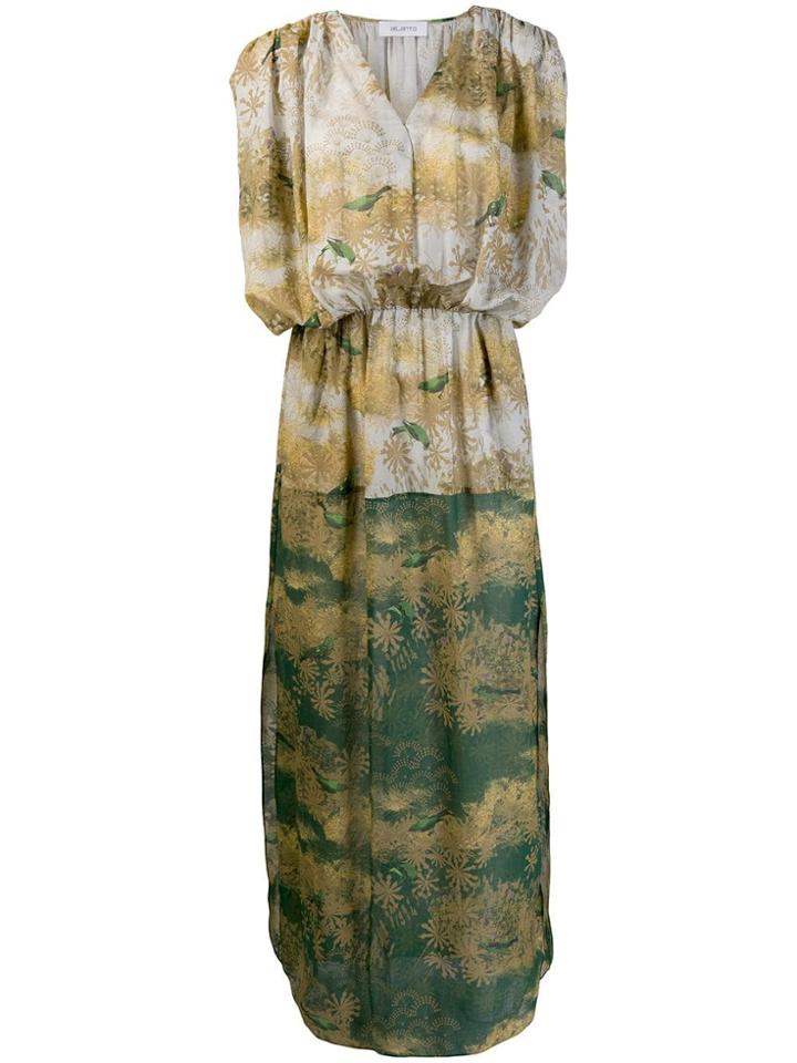 Ailanto Sleeveless Bird Scene Dress - Green