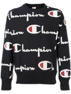 Champion Logo Print Sweatshirt, Men's, Size: Large, Black, Cotton/polyester