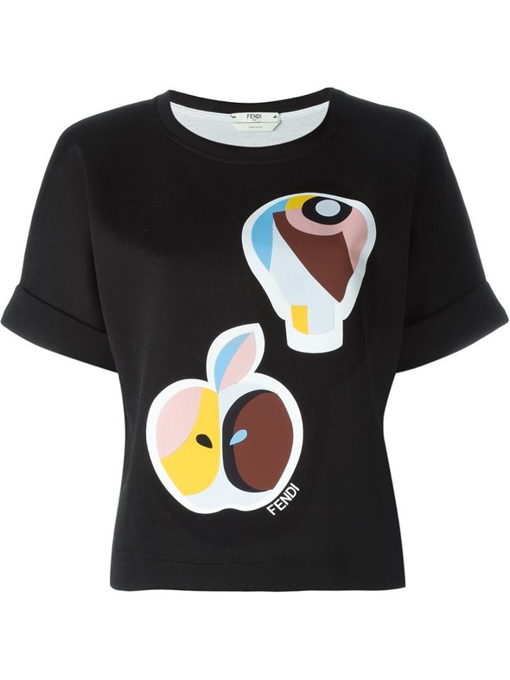 Fendi 'id-ea' T-shirt, Women's, Size: 42, Black, Cotton/polyamide