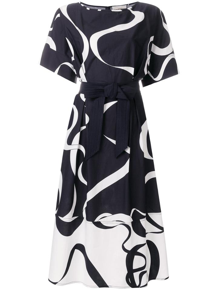Mantu Belted A-line Dress - Blue