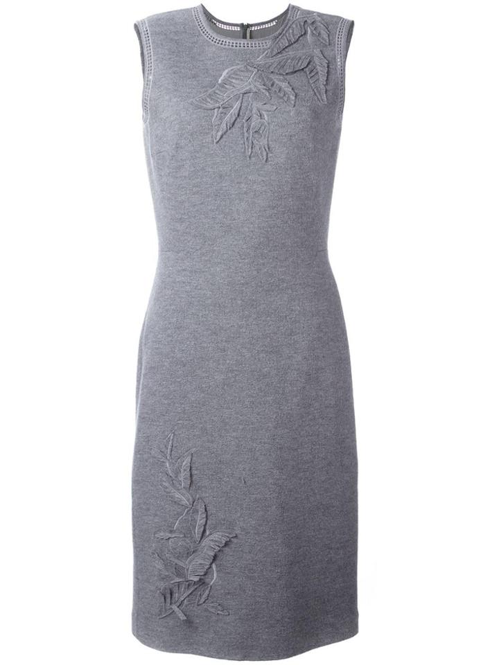 Ermanno Scervino Patched 'leaves' Knit Dress - Grey