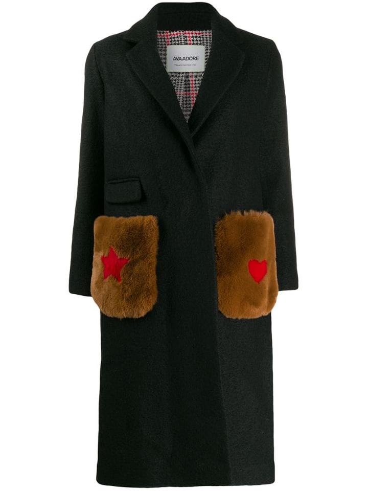 Ava Adore Contrast-pocket Coat - Black