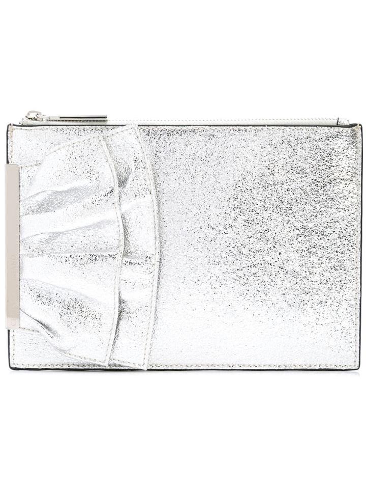 Christian Siriano Ruffle Detail Clutch Bag - Metallic