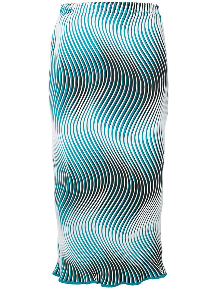 Issey Miyake Wave Stripe Midi Pencil Skirt - Multicolour