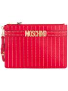 Moschino Logo Strap Clutch, Women's, Red, Leather/metal